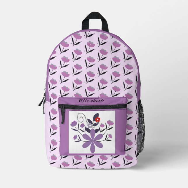 Lila violette Farbe in  Farbton, dezent Bedruckter Rucksack (Vorderseite)