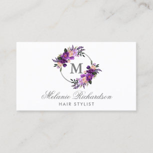 Lila violette Haar-Stylist-mit Blumenverabredung M Terminkarte