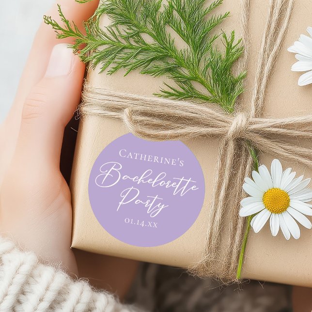 Lila violette Henparty personalisiert Runder Aufkleber (Von Creator hochgeladen)