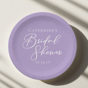 Lila Violette Hochzeitsdusche Party Personalisiert Pappteller
