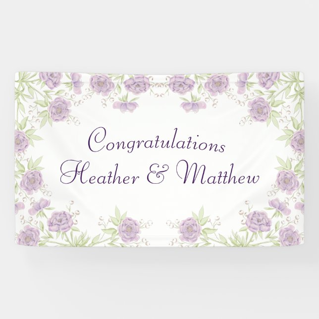 Lila violette Hochzeitsrose Banner (Horizontal)