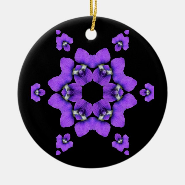Lila violette Kaleidoskopverzierung Keramik Ornament (Vorne)