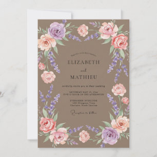 Lila-Violette-Kranz-Hochzeit Einladung