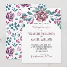 Lila Violette Pfingstrose Wasserfarben-Hochzeit