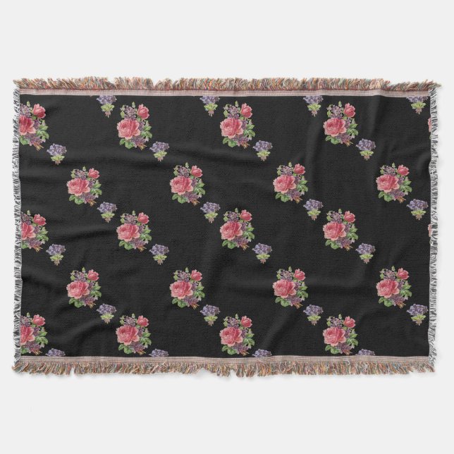 Lila violette Rosen, schwarze Decke (Vorderseite)