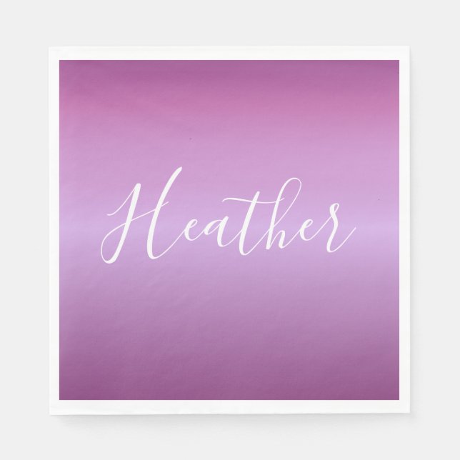 Lila Violette und benutzerdefiniertes weißes Skrip Serviette (Vorderseite)