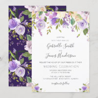 lila, violette und pfirsichfarbene Hochzeit