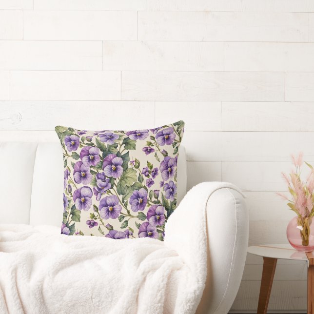 Lila Violetten auf Weiß Kissen (Liege)