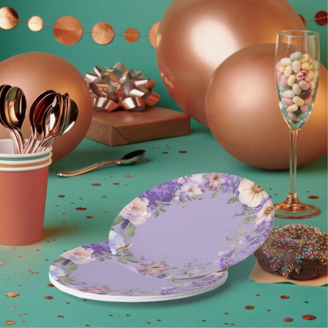 Lila Violetten Handlackierung Pappteller (Multi)