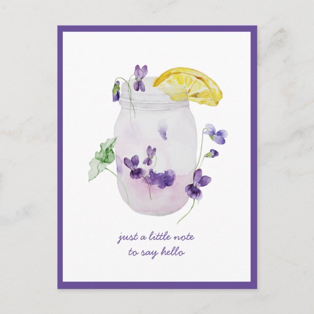 Lila Violetten, Lemonade Mason Jar Denken Sie an S Postkarte (Vorderseite)
