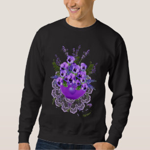 Lila Violetten und Lavendel mit Spitzen in einem L Sweatshirt