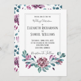Lila Violetteppiche Wasserfarbenhochzeiten Einladung