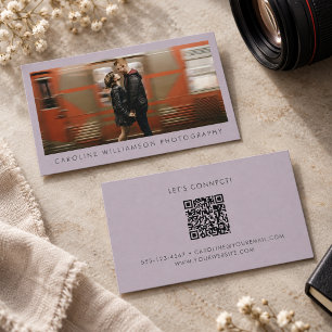 Lila violetter Fotograf Foto QR Moderne Marke Visitenkarte
