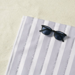 Lila Violetter Funkelnde Glitzer Streifen Strandtuch
