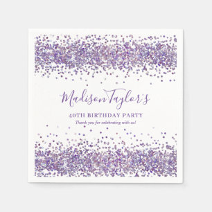 Lila Violetter Glitter Funkeln Konfetti Geburtstag Serviette