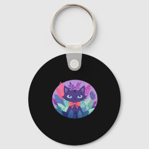 Lila Violetter Katze Digital Kawaii Kunst Aufklebe Schlüsselanhänger