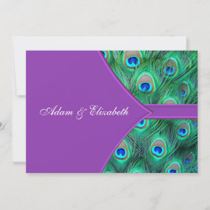 Lila violetter Pfau-Hochzeitseinladungen Einladung
