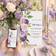 Lila Violettfloralen Geburtstag