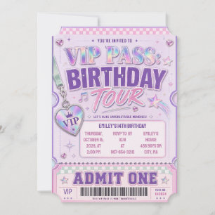 Lila VIP-Pass-Konzert-Geburtstag Einladung