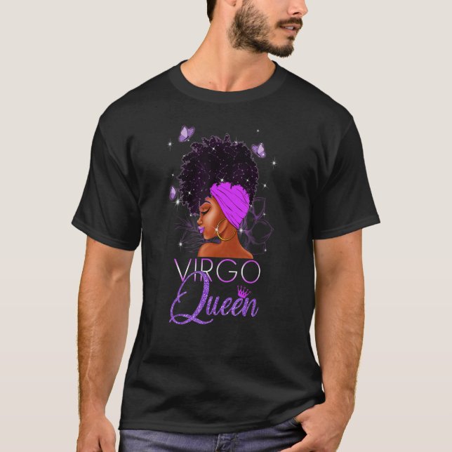 Lila Virgo Queen African American Woman August S T-Shirt (Vorderseite)