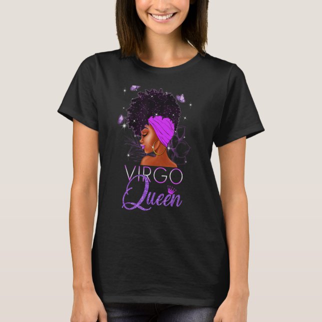 Lila Virgo Queen African American Woman August S T-Shirt (Vorderseite)