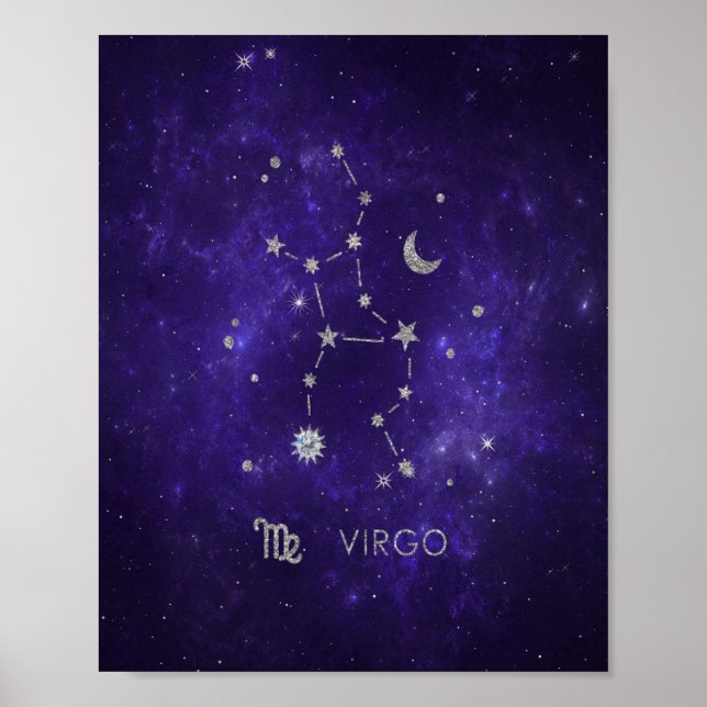 Lila Virgo Zodiac | Kosmisches Astrologie Horoskop Poster (Vorne)