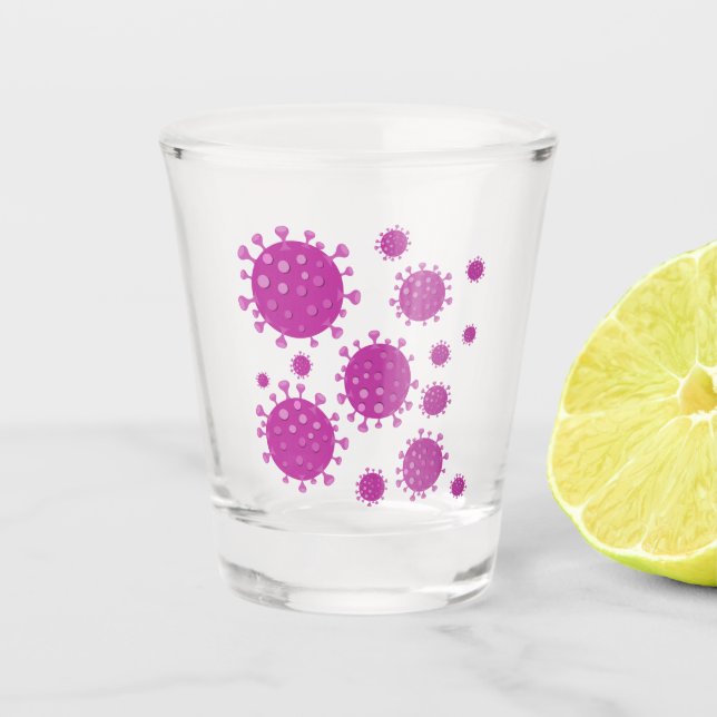 Lila Viruspartikel Schnapsglas (Vorderseite)