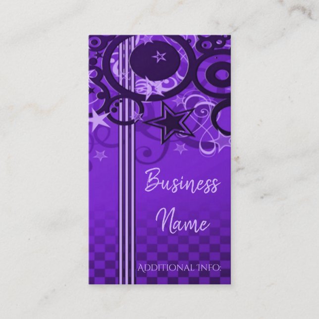 Lila Visitenkarte für Retro Circles & Stars 2 (Vorderseite)