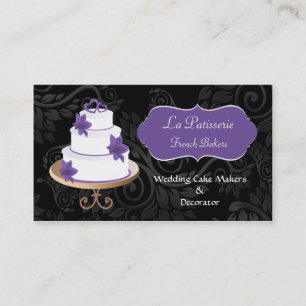 lila Visitenkarten für Hochzeitstorter Visitenkarte