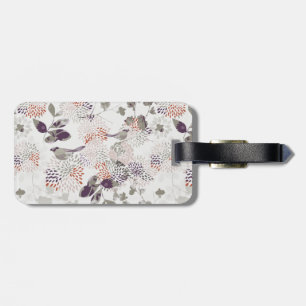 Lila Vögel und Blumentapete Gepäckanhänger