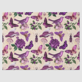 Lila Vogelschmetterlinge und Pilze Seidenpapier