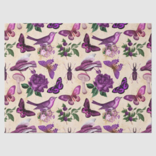 Lila Vogelschmetterlinge und Pilze Seidenpapier