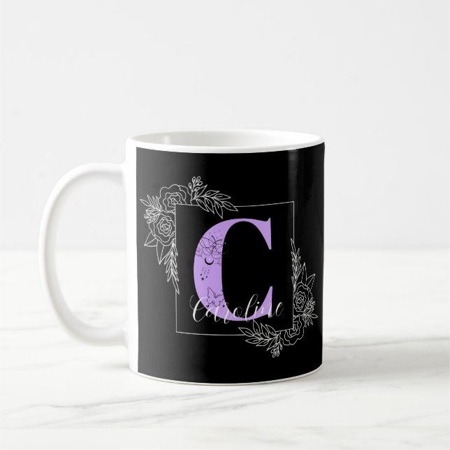 Lila Vollblutschmetterlingscreme - Buchstabe C Kaffeetasse (Links)