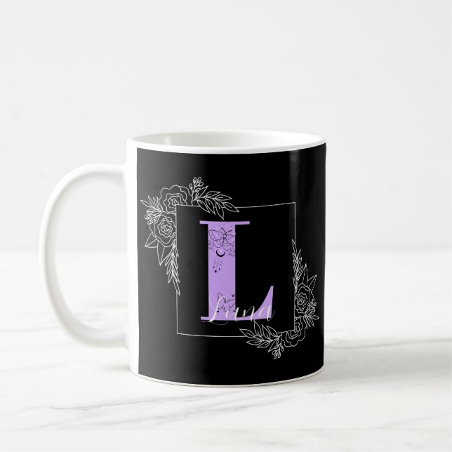 Lila Vollblutschmetterlingsmaske - Letter L Kaffeetasse (Links)