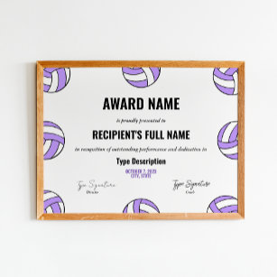Lila Volleyball-Auszeichnung für beste Spielerkenn Poster