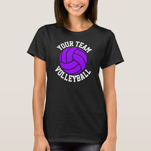 Lila Volleyball Benutzerdefinierte Team Name Women T-Shirt (Vorderseite)