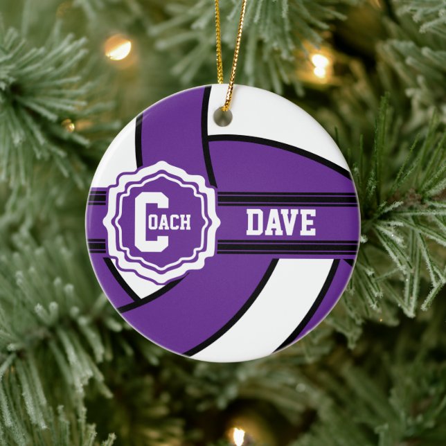 Lila Volleyball | Coach Keramik Ornament (Baum)