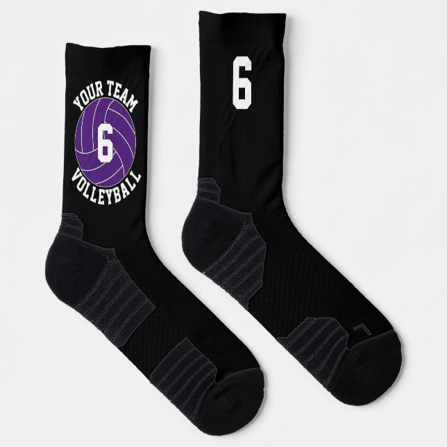 Lila Volleyball-Teamname und Spielernummer Socken (Rechts)
