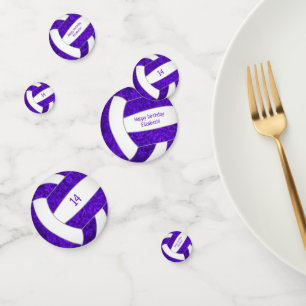 lila Volleyballmädchen Geburtstag personalisiert Konfetti