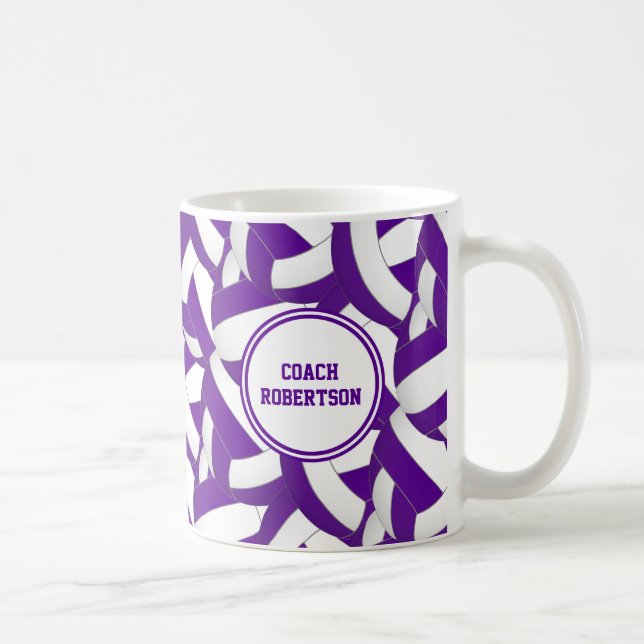 lila Volleyballmannschaftsfarben Trainingsgeschenk Kaffeetasse (Rechts)