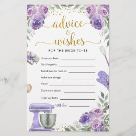 Lila Vorrat der Kitchen Brautparty Advice Card