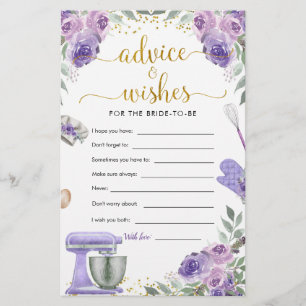 Lila Vorrat der Kitchen Brautparty Advice Card