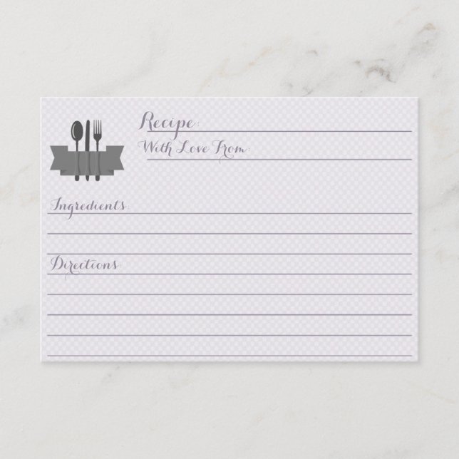 Lila Vorrat der Kochkarte Brautparty Rezept (Vorderseite)