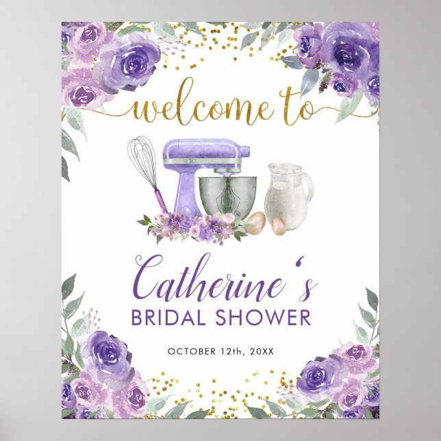 Lila Vorrat der Küche Begrüßungszeichen Poster (Vorne)