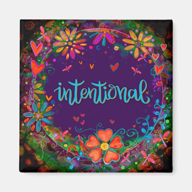 Lila Vorsätzliche Fun Floral Moderne Inspirivity Magnet (Vorne)