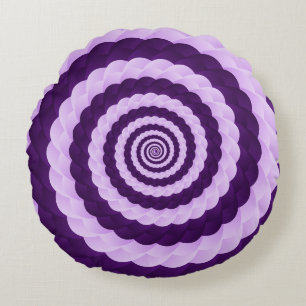 Lila Vortex-Blüte – Hypnotische violette Spirale I Rundes Kissen
