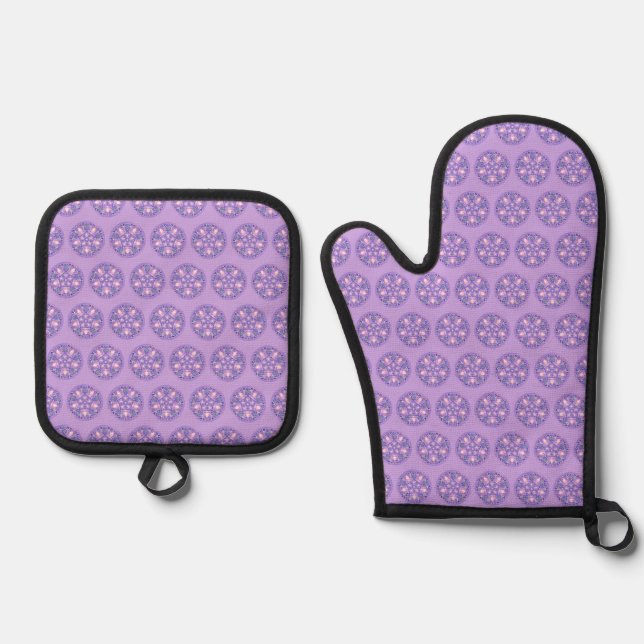 Lila W1 Ofenhandschuh & Topflappen-Set (Vorderseite)