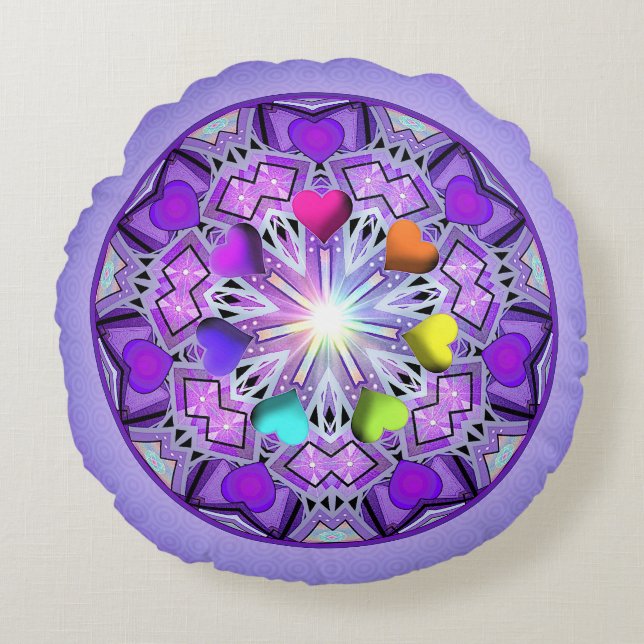 Lila W2 Rundes Kissen (Vorderseite)