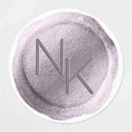 Lila Wachs-Siegel-Initials-Hochzeitmonographie Etiketten