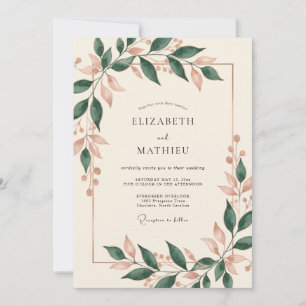 Lila Wald Hochzeit Blättrig Einladung